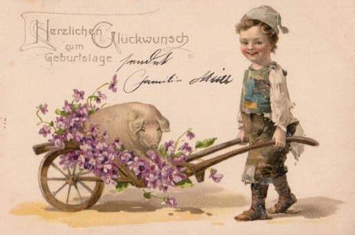 Geburtstagskarte mit Schwein